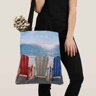 Strand Adirondackstoelen in patriottische kleuren Tote Bag
