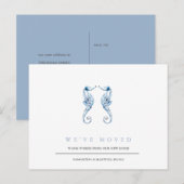 Strand Adreswijziging Stoffige Blauwe Zeepaarden Briefkaart (Voorkant / Achterkant)