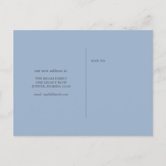 Strand Adreswijziging Stoffige Blauwe Zeepaarden Briefkaart (Achterkant)