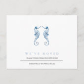 Strand Adreswijziging Stoffige Blauwe Zeepaarden Briefkaart (Voorkant)