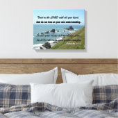 Strand Afbeelding met Schrift van Spreuken 3:5-6 Canvas Afdruk (Insitu (Slaapkamer))