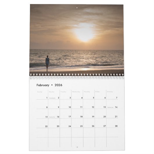 Strand Afbeeldingen bij zonsondergang 2025 Kalender (Feb 2026)
