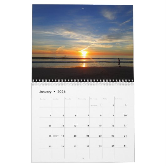 Strand Afbeeldingen bij zonsondergang 2025 Kalender (Jan 2026)