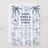 Strand Afstudeer Sfeer Doodle Afstuderen Kaart (Voorkant)