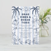 Strand Afstudeer Sfeer Doodle Afstuderen Kaart (Staand voorkant)