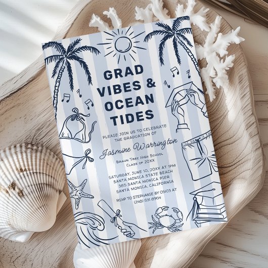 Strand Afstudeer Sfeer Doodle Afstuderen Kaart