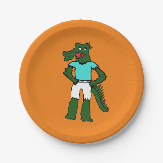 Strand Alligator Verjaardag Papieren Bordje (Voorkant)