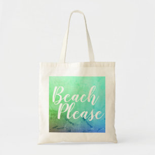 Strand alsjeblieft Blauwgroen Aqua Ombre Beach Tote Bag