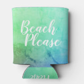 Strand alsjeblieft Blauwgroen Aqua Ombre Blikjeskoeler (Achterkant)