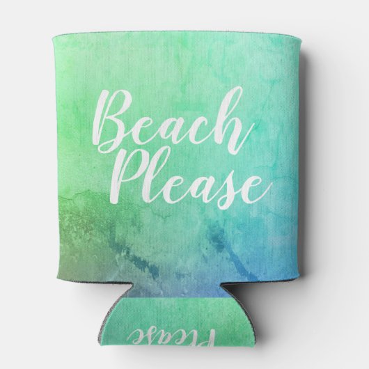 Strand alsjeblieft Blauwgroen Aqua Ombre Blikjeskoeler (Achterkant)