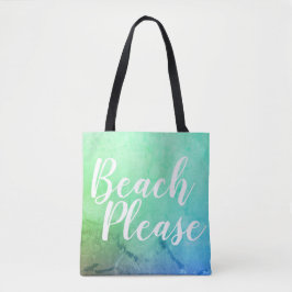Strand alsjeblieft Blauwgroen blauw Ombre strand Tote Bag