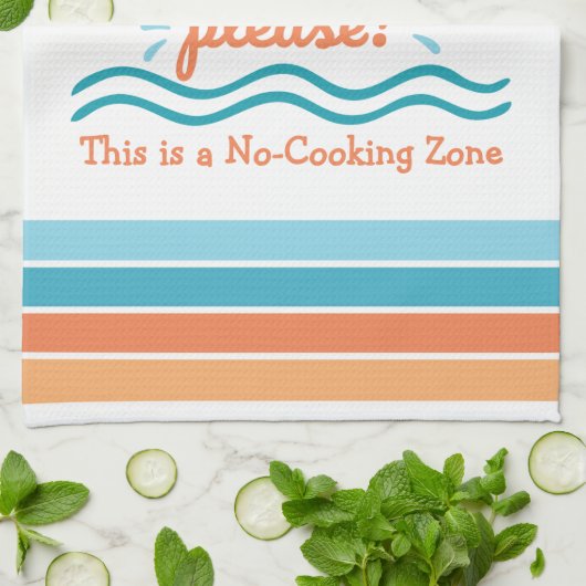 Strand Alsjeblieft Geen Kookzone Kustthema Theedoek (Gevouwen)