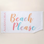 Strand alsjeblieft gepersonaliseerd strandlaken (Voorkant)
