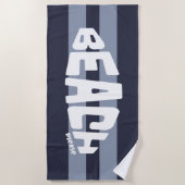 Strand Alsjeblieft Navy Blauw en Wit Strand Handdo Strandlaken (Voorkant)
