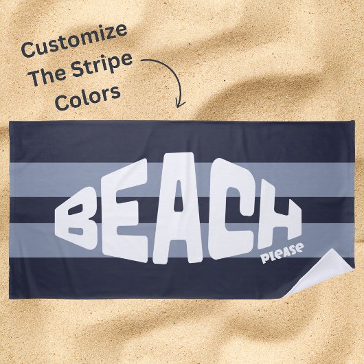 Strand Alsjeblieft Navy Blauw en Wit Strand Handdo Strandlaken