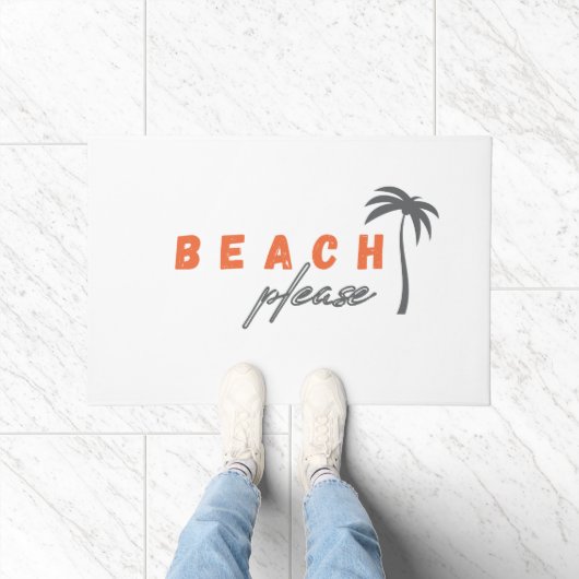 Strand alsjeblieft. Palmboom. Deurmat modern (Binnen)