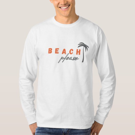 Strand alsjeblieft. Palmboom. T-shirt met lange mo (Voorkant)