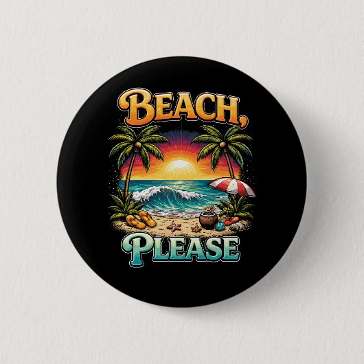 Strand, Alsjeblieft Ronde Button 5,7 Cm (Voorkant)