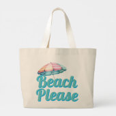 Strand Alsjeblieft Schattig & Grappig Grote Tote Bag (Achterkant)