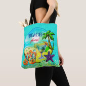 Strand alsjeblieft turquoise gepersonaliseerd tote bag (Dichtbij)