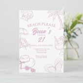 Strand Alsjeblieft, Volwassenenfeest, Strandfeest, Kaart (Staand voorkant)