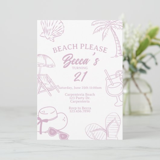 Strand Alsjeblieft, Volwassenenfeest, Strandfeest, Kaart (Staand voorkant)