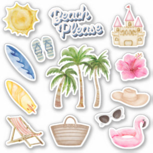 Strand alsjeblieft warm zomer Sticker pack