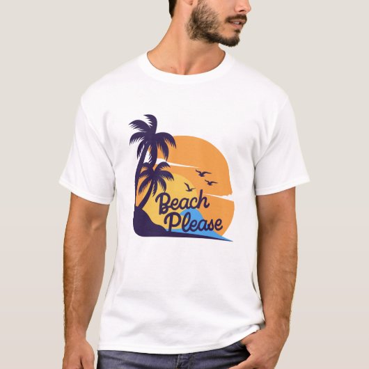 Strand Alsjeblieft Zonsondergang Palmbomen Kunst T-shirt (Voorkant)