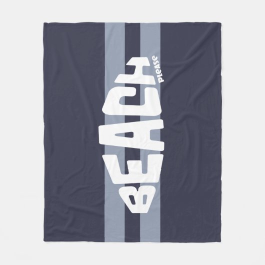 Strand alstublieft marine blauw en wit fleece deken (Voorkant)