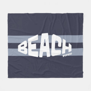 Strand alstublieft marine blauw en wit fleece deken