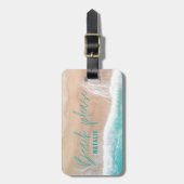 Strand alstublieft zee en zandstrand vakantie stra bagagelabel (Voorkant verticaal)