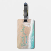 Strand alstublieft zee en zandstrand vakantie stra bagagelabel (Achterkant verticaal)
