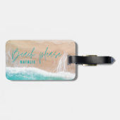 Strand alstublieft zee en zandstrand vakantie stra bagagelabel (Achterkant horizontaal)