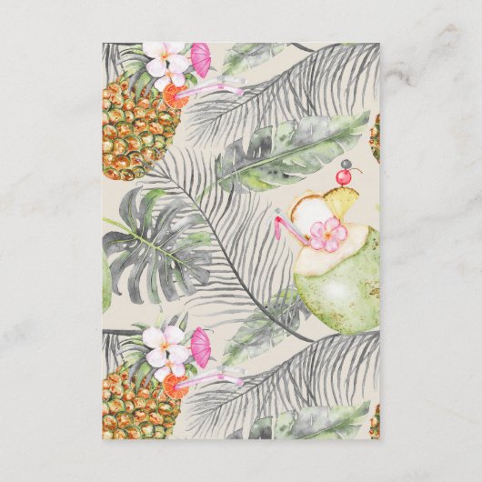 Strand Ananas Bruiloft Informatie Gast Kaart (Achterkant)