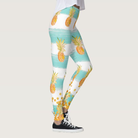 Strand Ananas Turquoise Tropisch Leggings (Rechts)