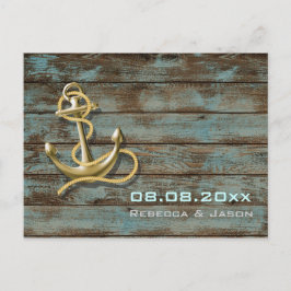 strand anker zeilsport trouwdag save the date aankondigingskaart