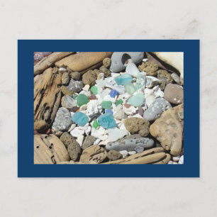 Strand ansichtkaarten Drijfhout Fossielen Zee Glas Briefkaart