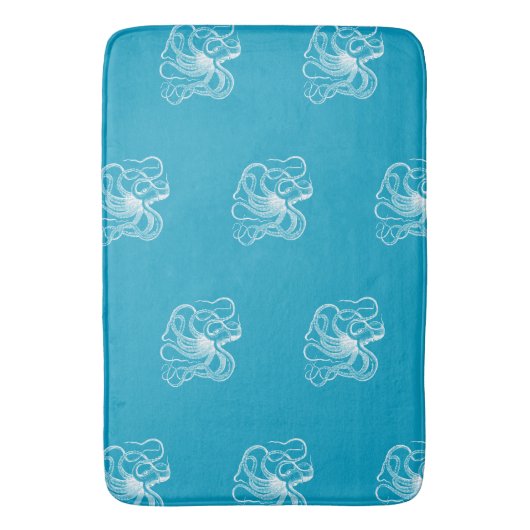 Strand Aqua Blauw Witte Oceaan Octopus Badmat (Voorkant Verticaal)