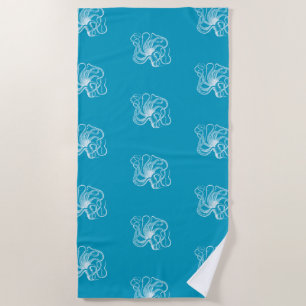 Strand Aqua Blauw Witte Oceaan Octopus Strandlaken