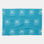 Strand Aqua Blauw Witte Oceaan Octopus Theedoek (Horizontaal)