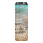 Strand Aqua Gold Glitter Thermosbeker (Achterkant)