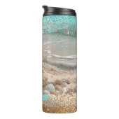 Strand Aqua Gold Glitter Thermosbeker (Geroteerd rechts)