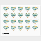 Strand Aqua Green Ocean Cream Zand Bruiloft Hart Sticker (Vel)