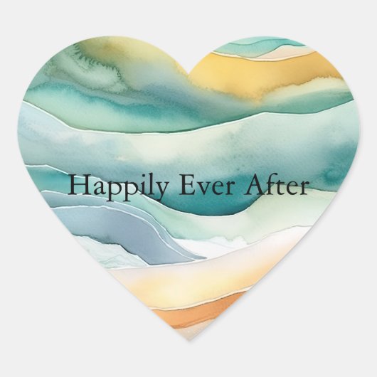 Strand Aqua Green Ocean Cream Zand Bruiloft Hart Sticker (Voorkant)