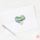 Strand Aqua Green Ocean Cream Zand Bruiloft Hart Sticker (Envelop)