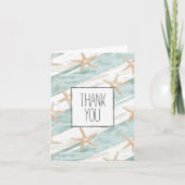 Strand Aqua Mint Starfish Stripes Dank u Kaart (Voorkant)