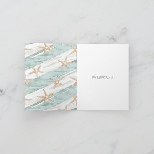 Strand Aqua Mint Starfish Stripes Dank u Kaart (Binnen)
