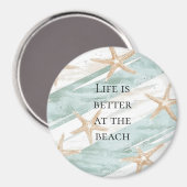 Strand Aqua Mint Starfish Stripes Magneet (Voorkant / Achterkant)