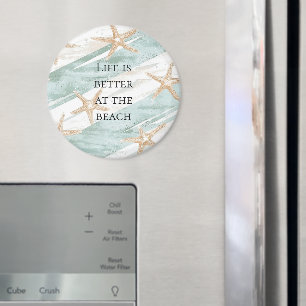 Strand Aqua Mint Starfish Stripes Magneet