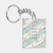 Strand Aqua Mint Starfish Stripes Sleutelhanger (Voorkant Links)